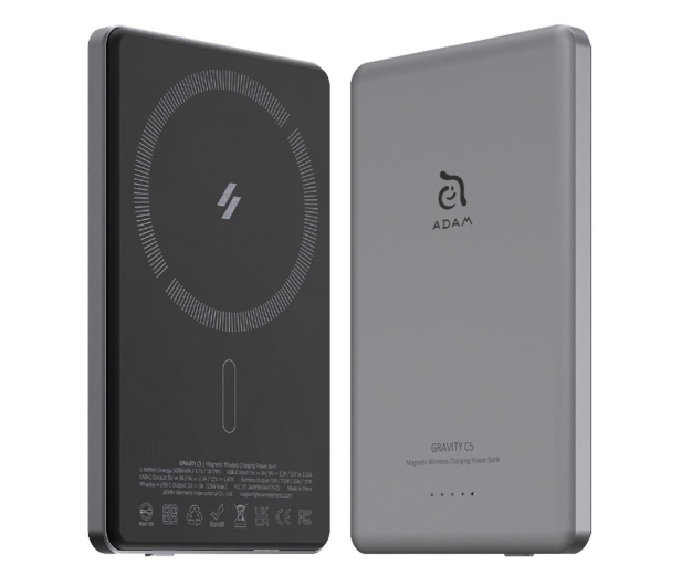 Adam Elements Gravity C5 Magnetic Wireless (Ultra Slim) 5000mAh szary - 1238459 - zdjęcie 3